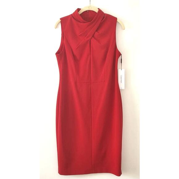 NWT Calvin Klein Red Cocktail Dress SZ 10 - Picture 1 of 8